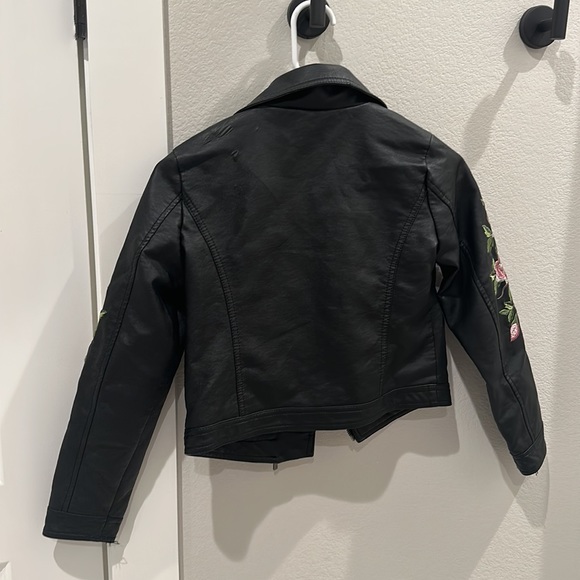 VGUC Girls Size M Medium Motorcycle Jacket Coat Joujou Black Flower Floral - Picture 3 of 13